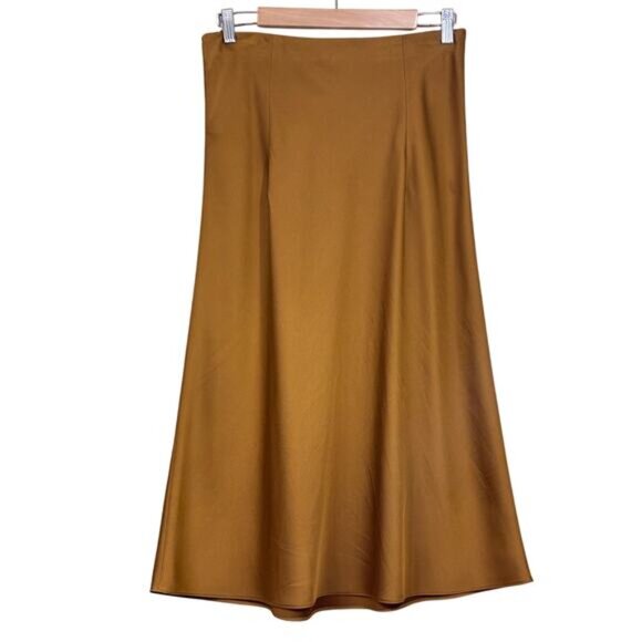 J. Crew Gwyneth silky maxi slip skirt, golden brown, minimalist, effortless - Picture 2 of 4